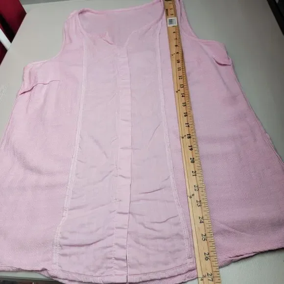Soft Surroundings Tops M Sleeveless Tunic Lilac *faint stain* Button Coastal - Picture 15 of 17